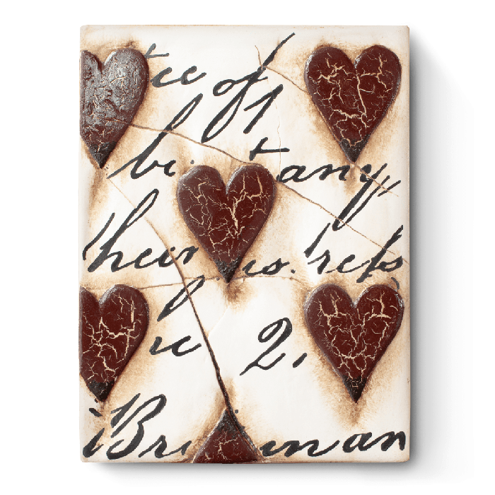 Store Sid Dickens Memory Tile Red Hearts with Script T-01