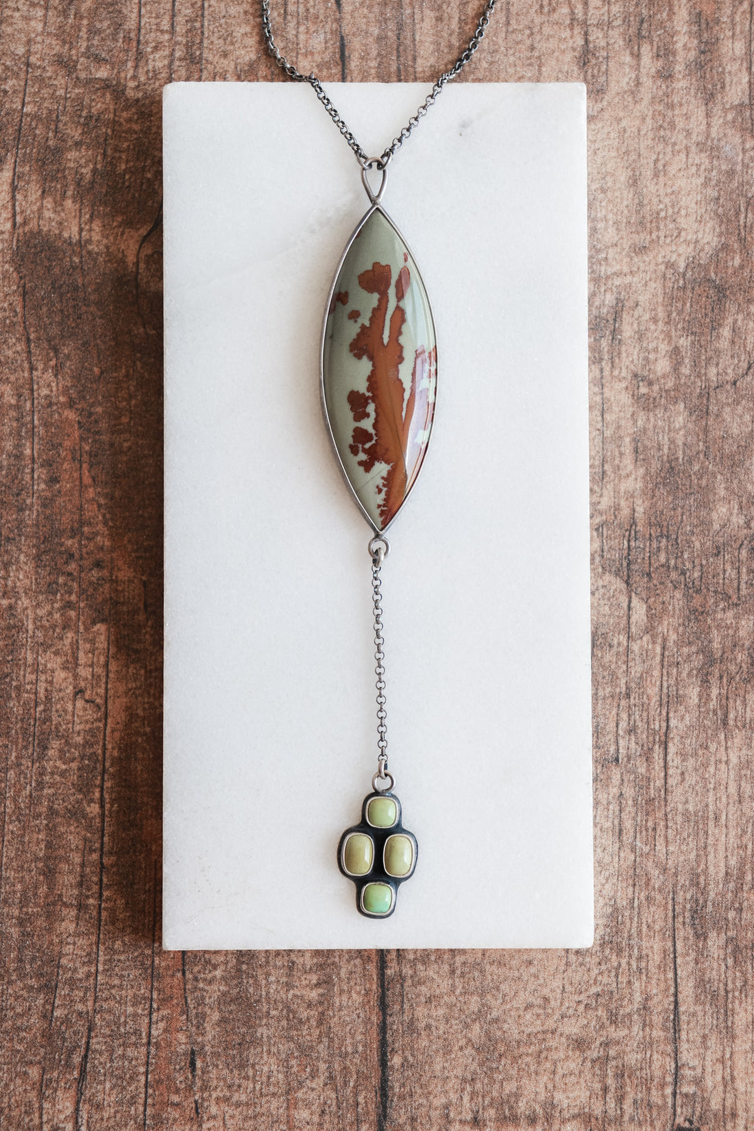 Owyhee Jasper + Lone Mt. Turquoise Aisa Necklace