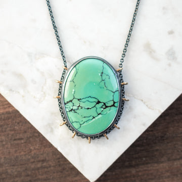 Hubei Turquoise + 14k Gold Necklace