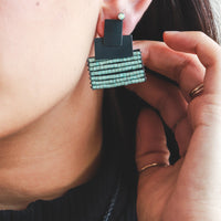 Seafoam Seed Bead Stacked Earrings