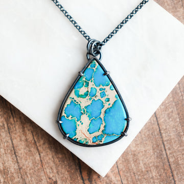 Sea Sediment Jasper Teardrop Necklace