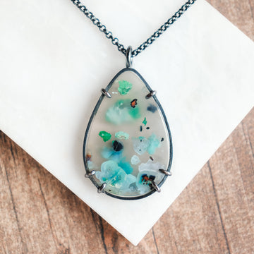 Confetti Chrysocolla Teardrop Necklace