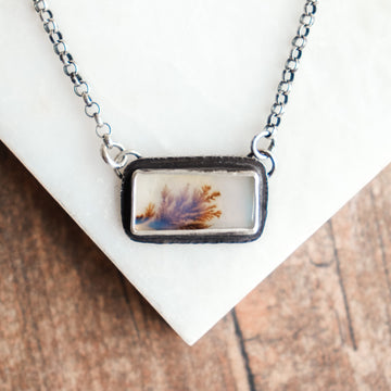 Dendritic Agate Rectangle Necklace