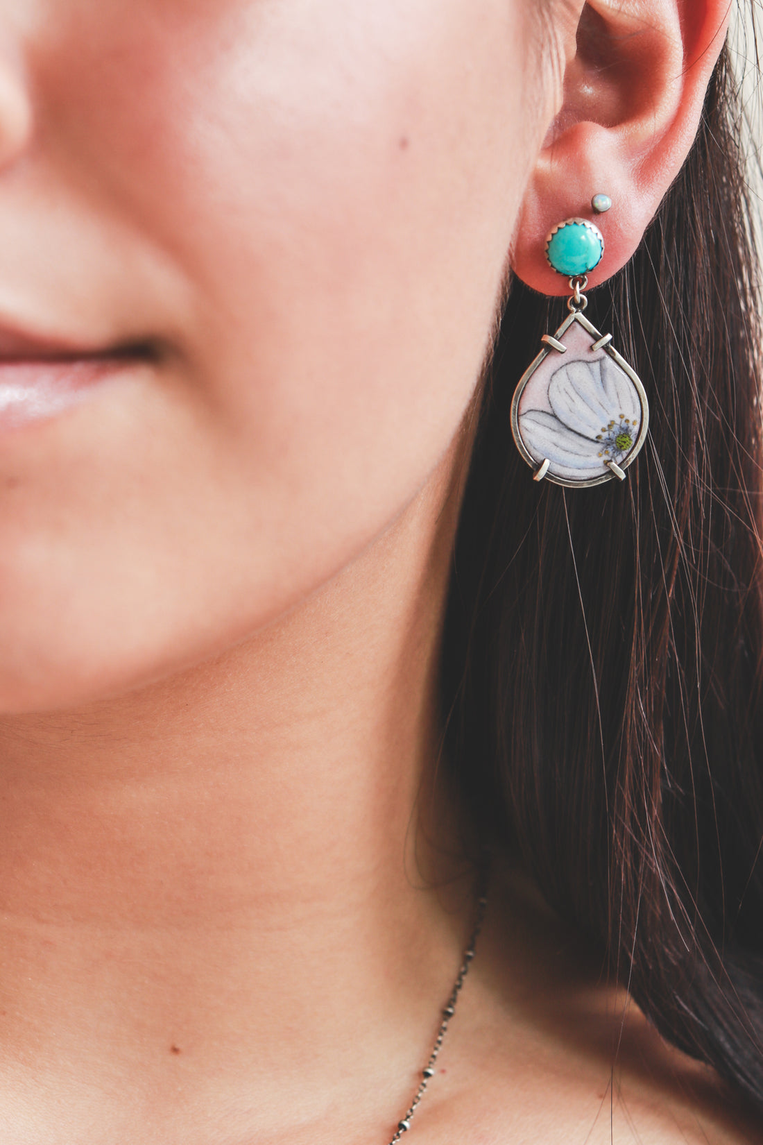 Turquoise & Rose Earrings