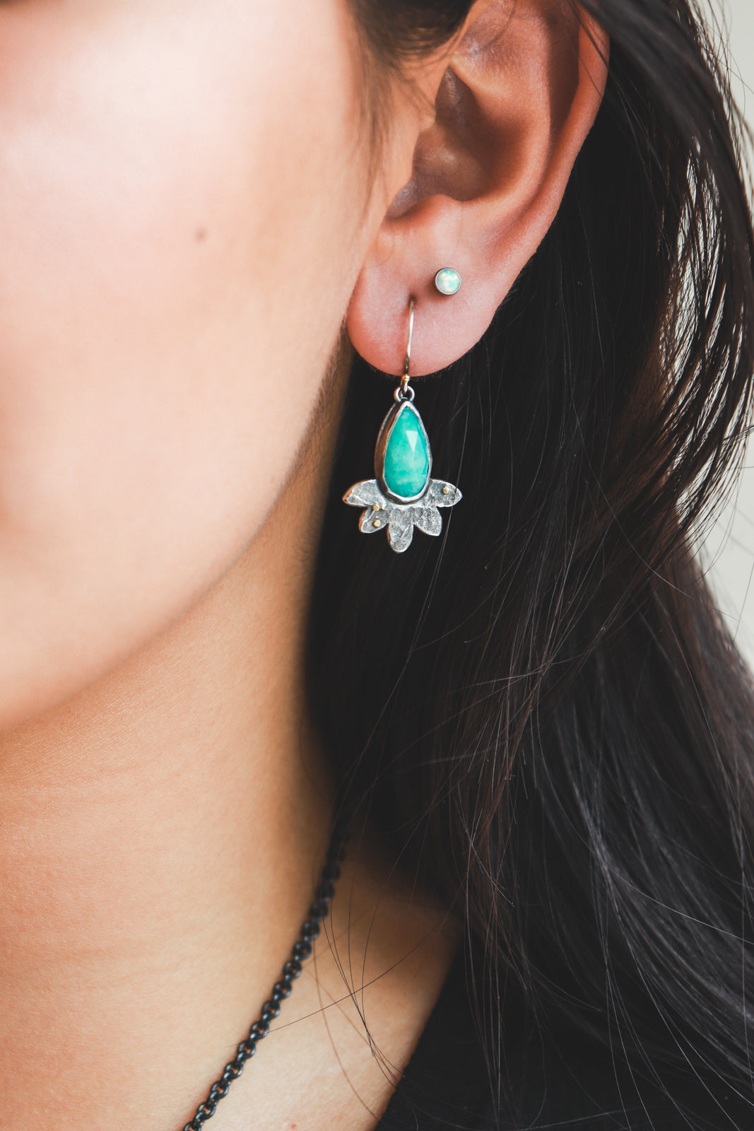 Amazonite & 18k Lunar Bloom Earrings